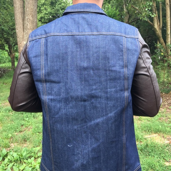 Five Four Denim Jacket with Faux Leather Sleeves - Picture 4 of 4